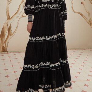 NEW FARM RIO embroidered ruffle maxi skirt